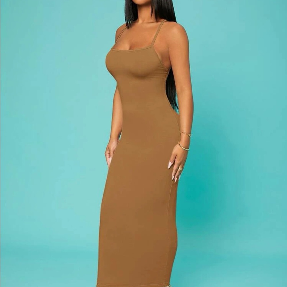 Cross cross backless brown dress